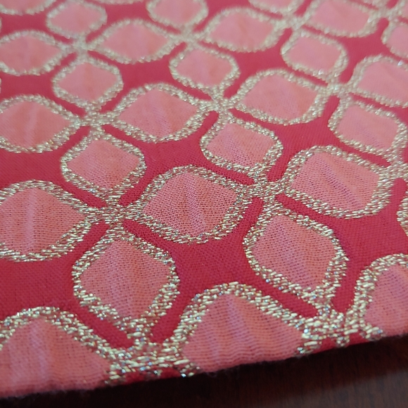 Halogen Coral Metallic Gold Brocade Skirt Size 8 - Picture 5 of 12